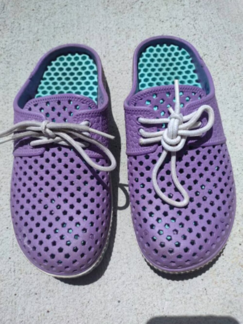 Sz 6 Cromer Resortwear Womens Purple Blue Slip on Clogs w/ Laces Water Garden
